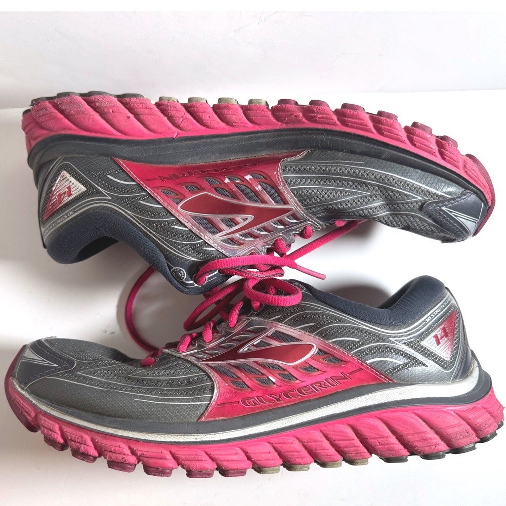 Brooks Glycerin 14 Womens 10.5 Running Shoes Gray Pink Silver Athletic No Insole - Picture 2 of 8